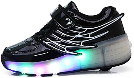 Kids Girls Boys Light Up wheels Roller Shoes Skates Sneakers (12 Child UK/EUR 31, Black)
