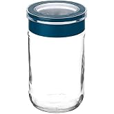 Cam Kavanoz, Cam Saklama Kabı, Sızdırmaz Kaplar (Lacivert, 660 ml)