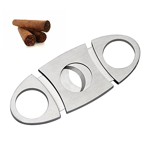 Zigarrencutter, Zilong Zigarrenschneider, Doppelte Klinge, Edelstahl Cutter für Zigarren Silber
