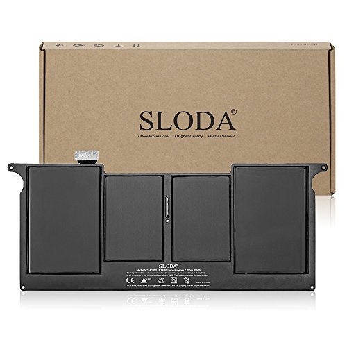 SLODA Laptop Ersatz Akku Notebook Batterie für Apple Unibody MacBook Air 11″ A1495 A1406 A1370 (Mitte 2011 Version) A1465 (Mitte 2012 Mitte 2013 Früh 2014 Version) 11 Inch Macbook Air 5,1 Macbook Air 6,1 [Li-Polymer 7.6V 5000mAh] - 5