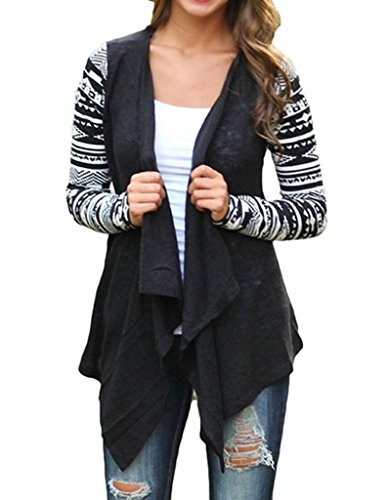 365-Shopping Women's Casual Knitted Long Sleeve Vintage Patchwork Air Conditioning Outwear Tops