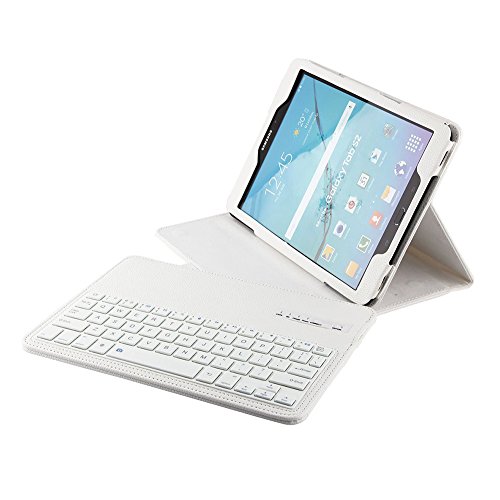 KVAGO Samsung Tab S2 9.7 Tastatur mit Hülle Abnehmbare Wireless Bluetooth QWERTY Tastatur Stilvolle PU Leder Flip Cover Stand Up Schutzhülle mit Tastatur für Samsung Galaxy Tab S2 SM-T815 SM-T810 + Displayschutzfolie + Eingabestift—Weiß - 4