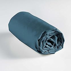 Douceur d'Intérieur Lina Drap Housse 1 Personnes, Coton, Bleu Nuit, 90 x 190 cm