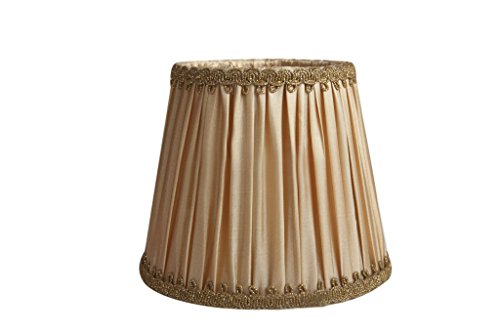 Splink 2 Pcs Lampenschirm E12/E14 Organza Stoff Stehlampe Tischlampenschirm mit Gold Trim Vintage Barockstil Stil 90*130*110mm - 6