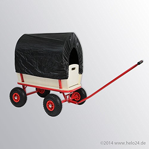 Bollerwagen mit 150 Kg Tragkraft aus extrem fester Stahlrohrkonstruktion pulverbeschichtet, verstärkte Ablagefläche, 4 Luftreifen, Schwarz