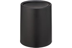 WENKO Papelera Atri, papelera higiénica de 6 litros con tapa de plástico de calidad con cubo interior, con envoltura que hace que la bolsa sea invisible, (An./P x Al.): Ø 21 x 25,5 cm, negro