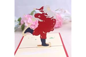 KUNSTIFY Kartka bożonarodzeniowa 3D, kartki pocztowe na Boże Narodzenie, prezent dla dziewczyny, mężczyzn i kobiet, kartki świąteczne (Święty Mikołaj)