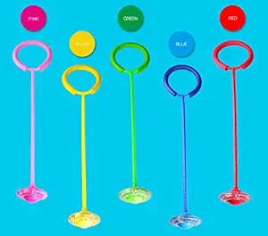 G MALL Sports Flashing Ankle Skip Swing Ball Stick, Jump Rope Dance, Flash Dancing Kids Exercise Balance with Counter Hoop Jump Toy One Leg Jumping Ring for Boys and Girls (Multicolor)
