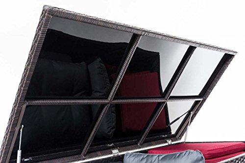 CLP Poly-Rattan Auflagen-Box SAFE, Polsterauflagen / Kissen-Box, 685 Liter, mit Gasliftdämpfer ( Hubautomaitk ) Braun - 4