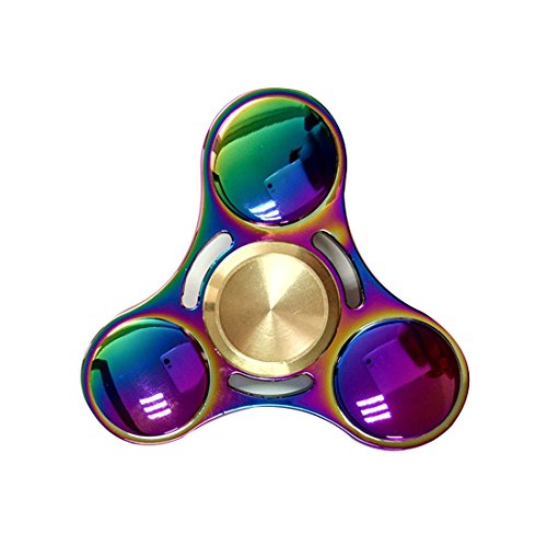 Hand Tri Rainbow Spinner Stress Relief Toy Aluminum Alloy Hand Spinner EDC Fidget Toy Stress Reducer (Colorful) Hand Tri Rainbow Spinner Stress Relief Toy Aluminum Alloy Hand Spinner EDC Fidget Toy Stress Reducer (Colorful)