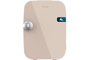 Cecotec Mini Nevera Bolero MiniCooling Río Cream 4L. Funcionamiento 12V-220V, Compatible coche y caravanas, Función enfriamiento y calentamiento, Rango temperatura 5-65º, Transporte fácil