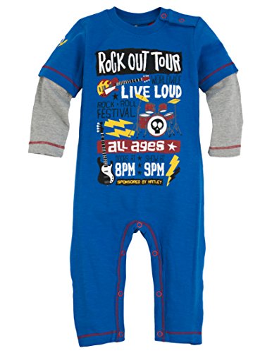 Hatley Baby-Boys Infant Graphic Rock Band Romper, Blue, 12-18 Months