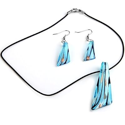 TOOGOO(R) Set Collier Pendentif Boucle d'oreille en Murano Verre