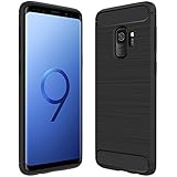 Anjoo Samsung Galaxy S9 Hülle, Carbon Fiber Texture-Inner Shock Resistant-Weich und Flexibel TPU Cover Case für Samsung Galaxy S9 Schwarz