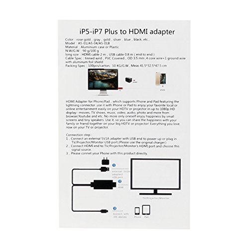 TV Adapter Kabel USB und Lightning Anschluss auf HDMI Anschluss iPhone zu HD Kabel-Adapter Airplay Air Mirroring Plug and Play für Apple iPhone und iPad Modelle - 3