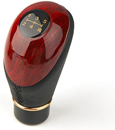 WeterCos(TM)Audew Wooden PU Leather Universal Car Truck 5 Speed Lever Manual Gear Stick Knob Shift Gloss #