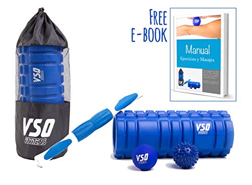 Vso Products Rodillo De Espuma Foam Roller Rulo Rehabilitación Y Bolas De Masaje El Mejor Kit De Masaje Libro De Ejercicios En Castellano Ideal - 
