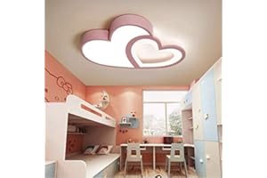 GHY LED Soffitto Del Luce Della Lampada Vivaio Telecomando Dimmerabili 3000K-6000K Plafoniera Creativa Moderna Romantica Forma Di Lampadario Cuore Luci Decorazione Acrilico Ragazza Camera Letto,Rosa,55cm