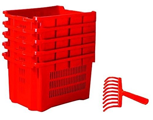 3 CASSETTE ROSSE PER OLIVE SOVRAPPONIBILE CM 54X36X31 LT 40 FORATA + RASTRELLINO