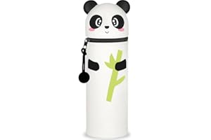DGTSYAL Trousse Ecole 2 en 1 en Silicone Souple Kawaii, Porte-Plume, Fermeture Eclair en Silicone, Panda Pochette de Stylo, Crayons, Marqueurs, Étui pour Fournitures Scolaires de Grande capacité