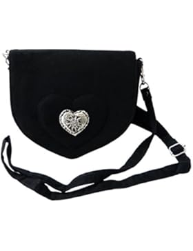 Elegante Trachtentasche im Wildleder-Look - Dirndltasche mit Herz Edelweiss Applikation fürs Dirndl