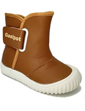 [Gesponsert]Gaatpot Baby Jungen Winterstiefel PU Leder Schlupfstiefel Babyschuhe mit Warmfutter Kleinkind Schuhe