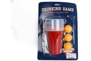 THE HOME FUSION COMPANY Original Adulte Boisson Jeu Beer Pong Set 12 Rouge Gobelet En Plastique 3 Ping Pong Balles