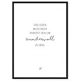 Wundervolles Leben - einzigartiger Kunstdruck mit Spruch auf wunderbarem Hahnemühle Papier DIN A4 (optional A3 und A2) -ohne Rahmen- schwarz-weißes Wand-Bild Poster Fine-Art-Print zur Dekoration im Büro und Zuhause oder als Geschenk-Idee zum Geburtstag Hochzeit Umzug Einzug für Freundin Freunde Mutter Familie... Home Deko - Lebensweisheit Regeln für Zufriedenheit & Glück