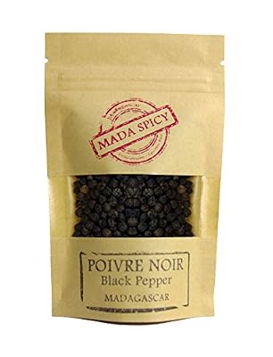 MADA SPICY Madagascar Delicatessen - Epicerie fine Poivre noir de Madagascar 100gr. Eco-recharge sachet zip alimentaire.