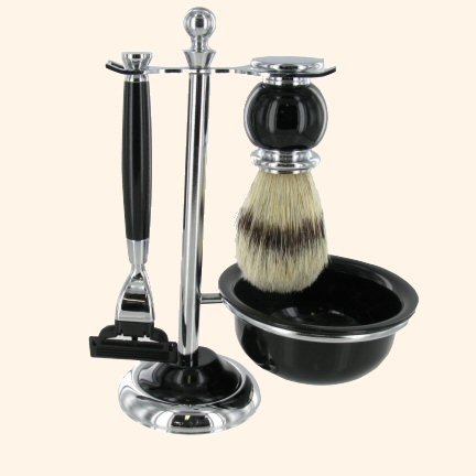 Artamis Mens Black Shaving Set Brush Shaver and Hanger in Gift Box