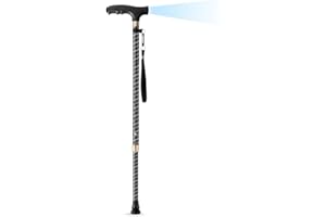 ‎OOCOME OOCOME Höhenverstellbarer Gehstock Mit Licht - Ausziehbarer Alu Handstock, Gehhilfe Mit Gummifuß und Handschlaufe