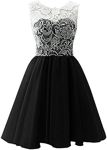 SZHS Lovely Lace V-Neck Flower Girl Dress(Black,12-13Y)