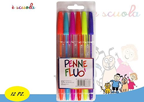 EOL Distribuzione-12 Colorate Fluo (6 Penne per Set), Colore Assortiti, 4655