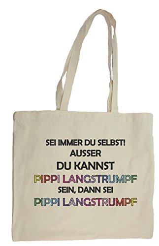 Pippi Langstrumpf stylische Baumwolltasche / Jutebeutel Statementtasche im Querformat