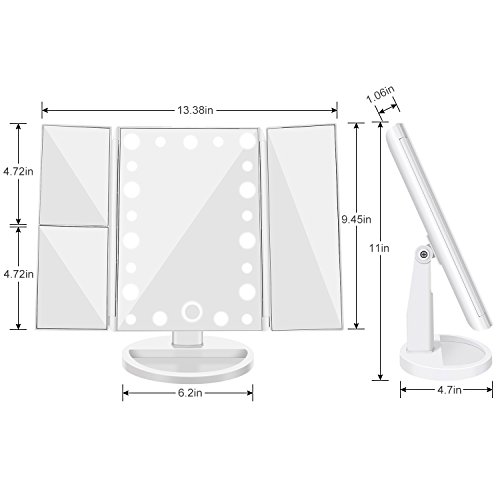 LED Kosmetikspiegel Tri-Falten Standspiegel Schminkspiegel mit Beleuchtung - 3