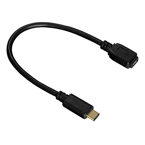 Hama USB-C-Adapterkabel (USB-Type-C-Stecker – Micro-USB-2.0-Buchse) vergoldet, 15 cm, schwarz