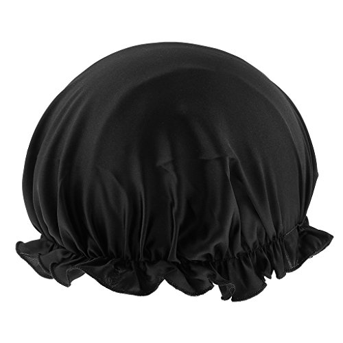 Preisvergleich Produktbild perfk Elastische Seide Schlafmütze Nachtmütze Haarpflege Nachthaube - Schwarz