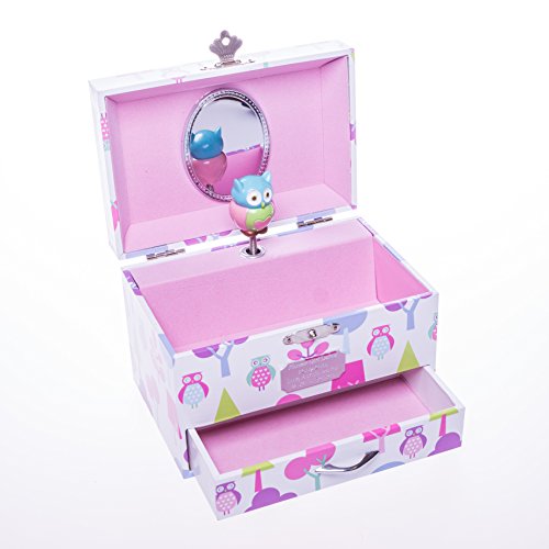 Personalised Wooden Girls OWL Musical Jewellery Box Gift For Christmas/Flower Girl/Christening/Birthday (1367)