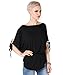 3895-BLK-14: Oversized Batwing Split Off Shoulder Sleeve Baggy Jersey Long Top T Shirt