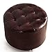 Produktbild CMDDYY Sofa-Hocker Fußhocker, Massive Farbe Rund PU Leder Schuhbank, Schlafzimmer Sitz Couchtisch Hocker Größe 40X40x30cm,Darkbrown