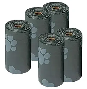 PETS EMPIRE 5 Roll Dog Poop Bags Extra Thick and Strong Leak Proof Poop Bags for Dogs Unscented (Black) Waste Bag 75 Counts