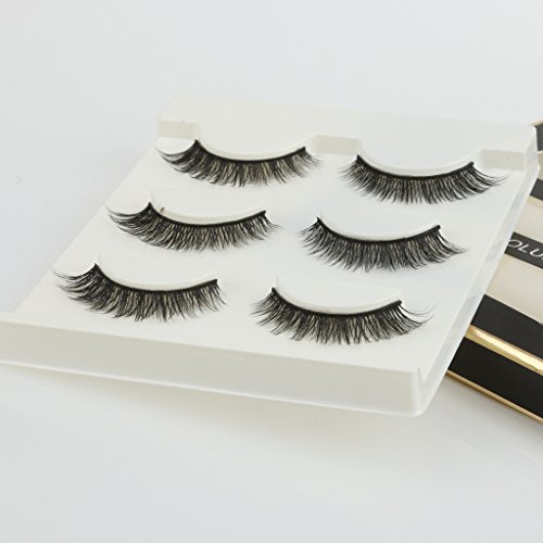 3 Paar Schwarz 3D Handgemachte Natürliche Lange Falsche Wimpern Wimpern Make-up - 7