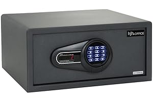 hjh OFFICE Tresor mit Zahlenschloss 25,5 L Safe COMPACT I Stahl Schwarz Möbeltresor Elektronik Schloss 20x42x37cm, 830038