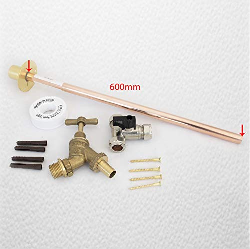 Professional THRU WALL Outside Garden Tap Kit meets Water Regulations GT7 extra long 600mm Wall Flange for thicker Walls by FixtheDrip