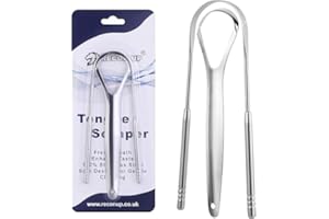RECON UP Pack of 2 Mix U & Spoon Shape Tongue Scraper for Adults 100% Stainless Steel, Tongue Cleaner Fresh Breath Care Scraper, Tounge Scraper Bacteria Inhibiting Non-Synthetic Grip Tongue Cleaning