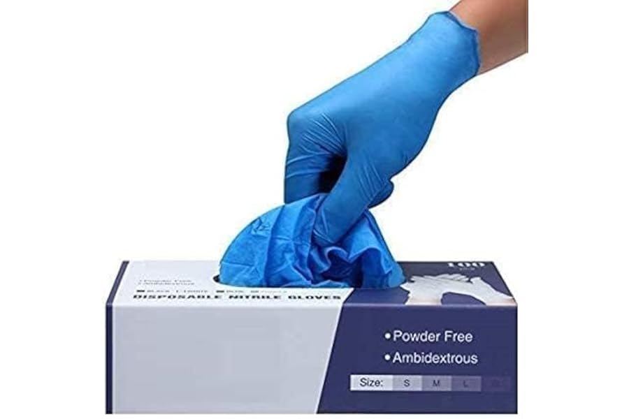 PRAIMA Surgicals Powder Free Nitrile Gloves, Food Grade, Hand Disposable Gloves - 100 Count - Blue (100, Medium)