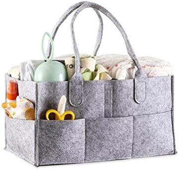 Baby Diaper Caddy Organizer – PHIFO Portable Multipurpose Basket With Baby Nursery Storage for Car Travel And nappy changing organiser &amp; Nursery Diaper Tote Bag For Mom, Toys Storage for Child, Changeable Compartments. (1 PACK)