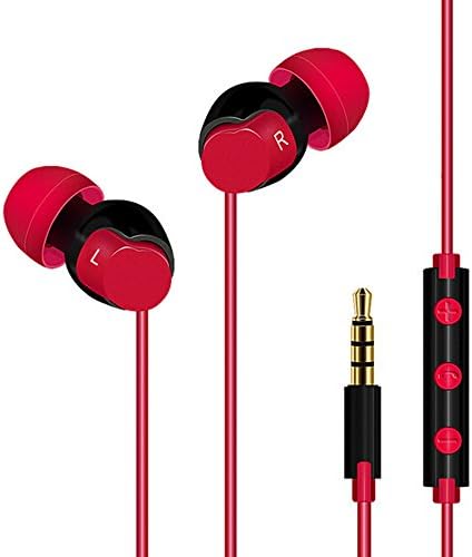 Reetec In-Ear Stereo Bass Sports Earbuds X16 Headphones Earphones with Microphone and Volume Control Wired Headsets for iPhone iPad Cellphones Tablets PC (Red)