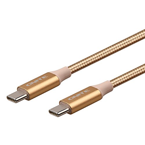 Onite Geflochtene dauerhafte USB-Typ C bis C Neue MacBook Pro Ladekabel, Lenovo Yoga 910,HP Pavilion X2,Samsung Galaxy Tab S3 9.7,Asus ZenPad S8.0, zertifiziert Max bis 4.6A 87W 2M (Gold) - 2