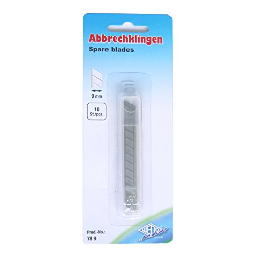 Wedo 789 Ersatzklingen Abbrechklingen (für handelsübliche Cutter, Carbonstahl, 9 mm, Etui) 10 Stück, silber - 2